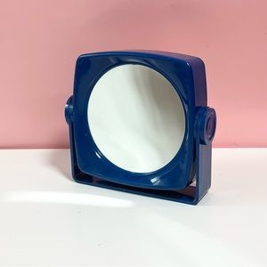 Vintage retro art deco blue double sided vanity mirror